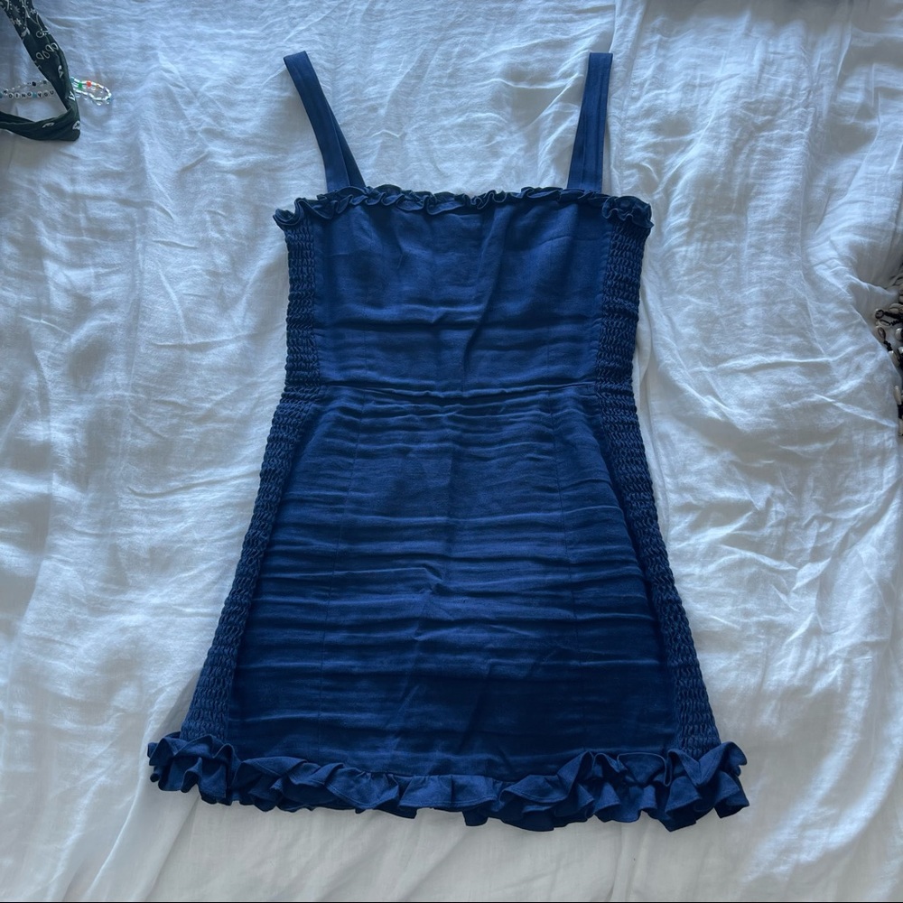 Reformation Navy Linen Dress Size 6 - Picture 8 of 8